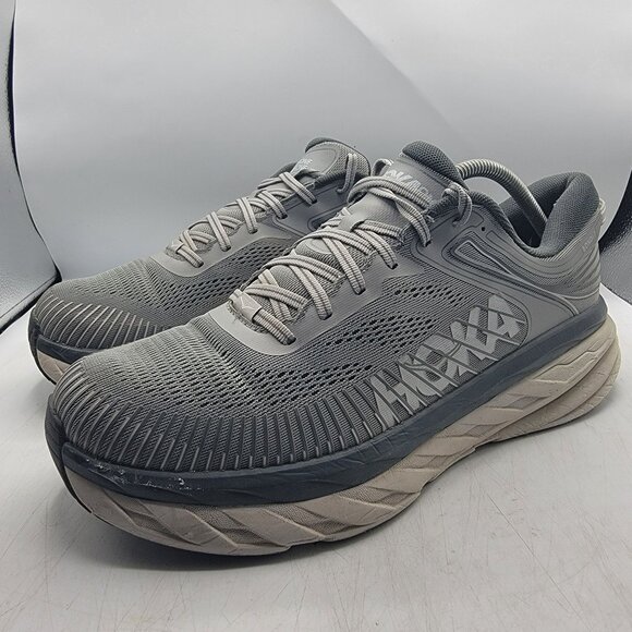 Hoka One One Bondi 7 Mens 12.5 Gray Wild Dove Athletic Running Shoes Casual - Picture 4 of 12